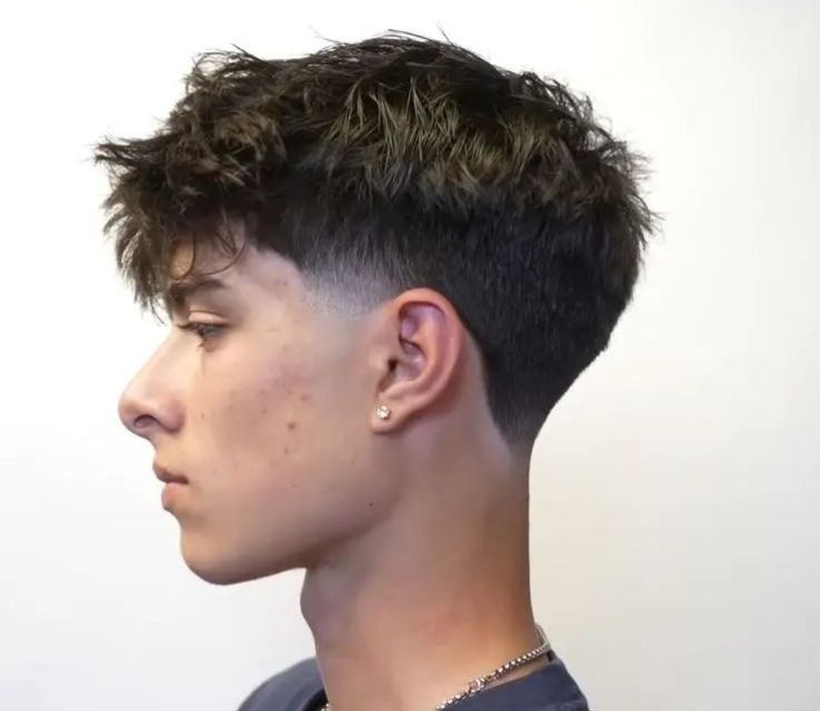 Spiky Hair with Mid Taper Fade  