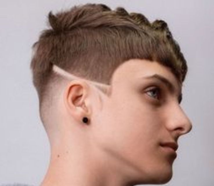 Side Spiky Hair with Mid Fade and Line Up