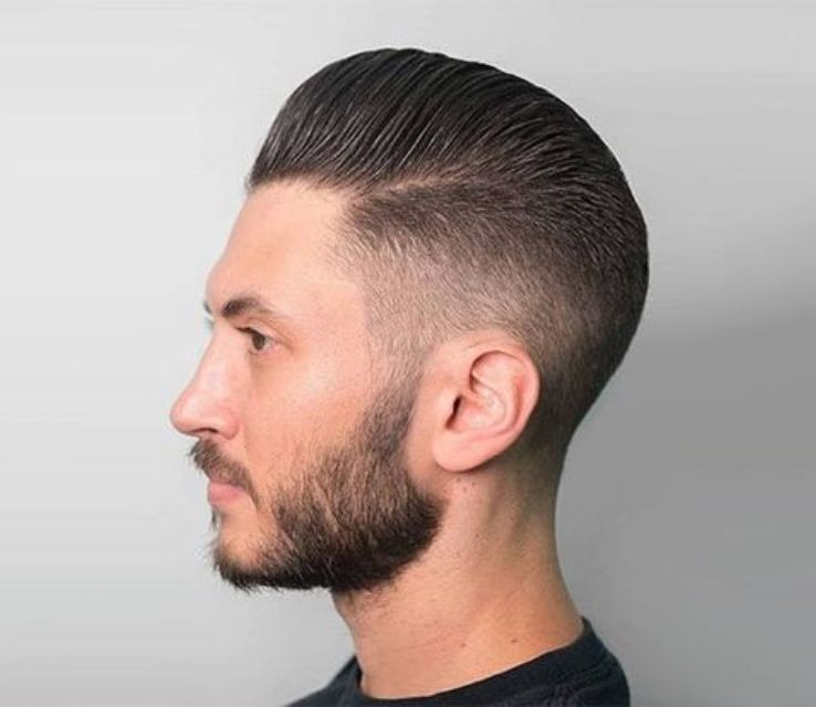 Soft Comb Over with Short Taper Faded Sides