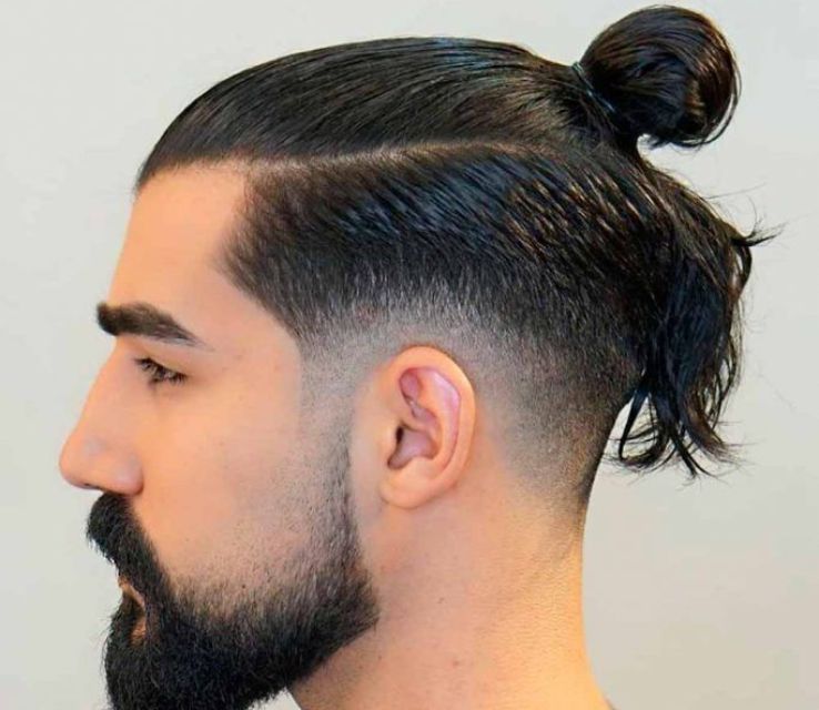 Top Knot with Mid Fade