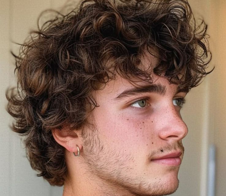 80s Curly Mullet for Men