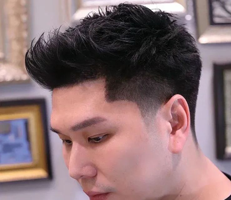 Two Block Haircut With Bangs Men